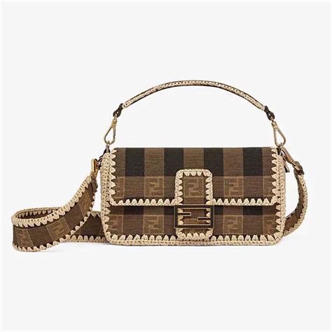 fendi baguette brown fabric|genuine Fendi baguette.